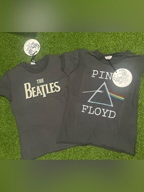 NWT Amplified Kids Rock T-Shirt 2 Pack Bundle Pink Floyd The Beatles Size 8-9Y 🎸